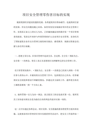项目安全管理零伤害目标的实现模板范本.docx