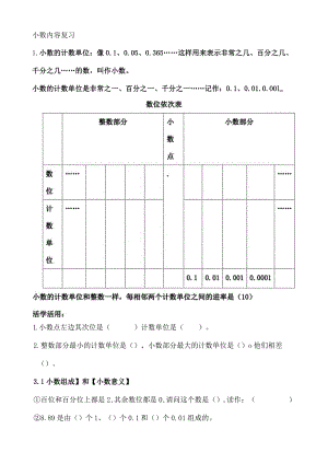 四年级下册小数内容复习[1].docx