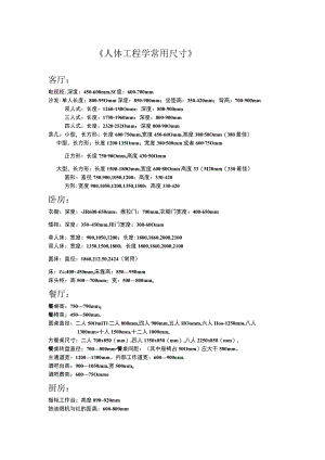 人体工程学常用尺寸.docx