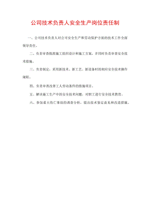 公司技术负责人安全生产岗位责任制.docx