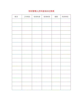 项目管理人员年度培训记录表.docx