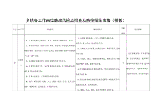 乡镇各工作岗位廉政风险点排查及防控措施表格（模板）.docx