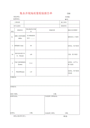 市政工程集水井现场质量检验报告单(示范文本).docx