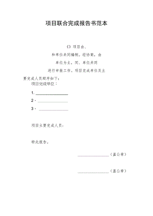 项目联合完成报告书范本.docx