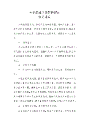 老城区统筹发展意见建议.docx