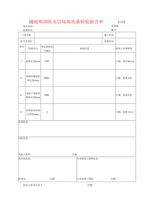 市政工程隧道明洞防水层现场质量检验报告单(示范文本)-.docx