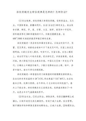 斜纹夜蛾发生特征规律是怎样的？怎样防治？.docx