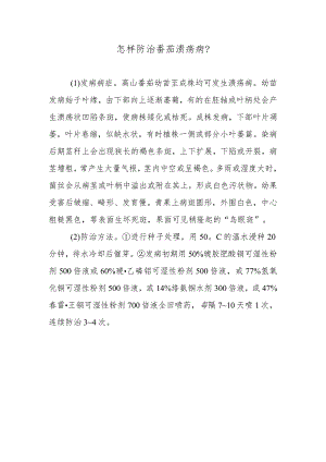 怎样防治番茄溃疡病.docx