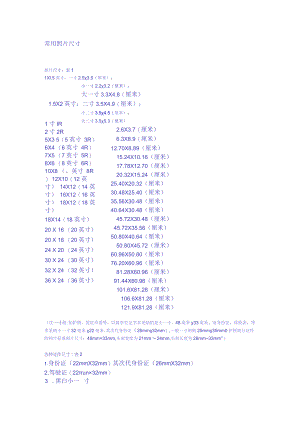 常用照片尺寸.docx