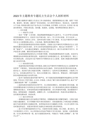 2023年主题教育专题民主生活会个人剖析材料.docx