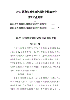 2023医药领域腐败问题集中整治工作情况汇报两篇.docx