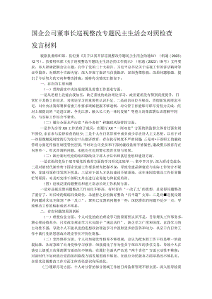 国企公司董事长巡视整改专题民主生活会对照检查发言材料.docx