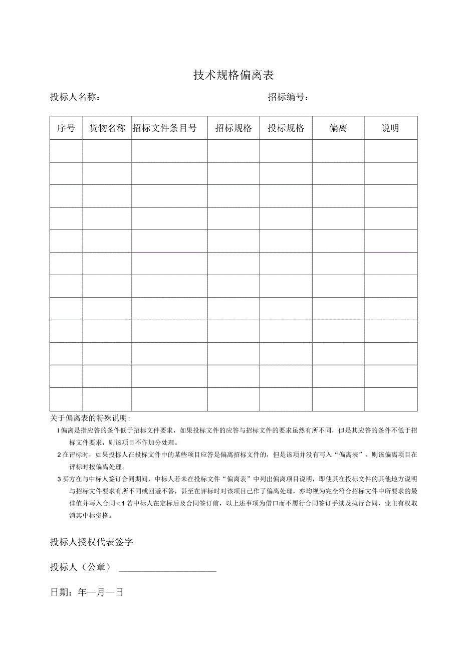 技术规格偏离表49(2023年).docx_第1页