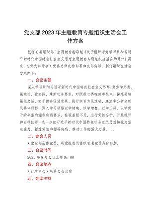 党支部2023年主题教育专题组织生活会工作方案.docx