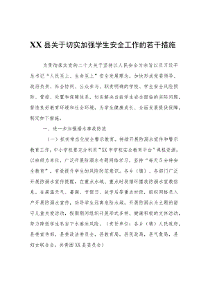 XX县关于切实加强学生安全工作的若干措施.docx