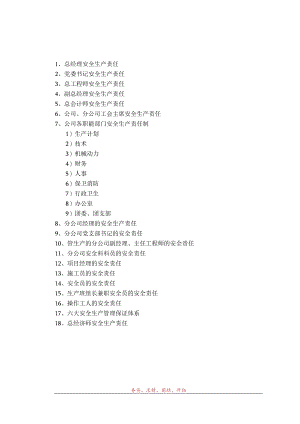 企业主要人员及主要职能部门安全生产责任制范文.docx