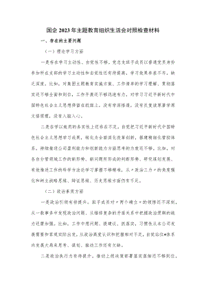 国企2023年主题教育组织生活会对照检查材料.docx