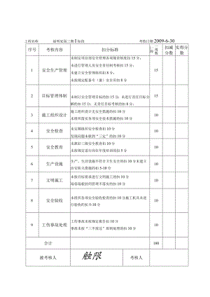 项目经理安全生产责任制考核表范文.docx