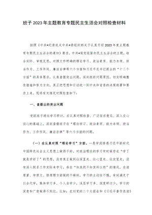 班子2023年主题教育专题民主生活会对照检查材料.docx