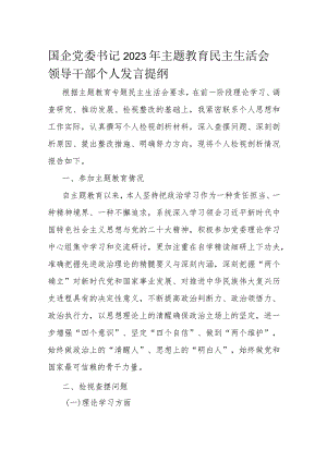 国企党委书记2023年主题教育民主生活会领导干部个人发言提纲.docx