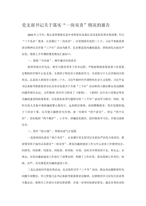 党支部书记关于落实“一岗双责”情况的报告.docx
