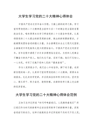 大学生学习党的二十大精神心得体会样文合集(通用三篇).docx