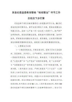 某县纪委监委教育整顿“检视整治”环节工作总结及下步打算.docx