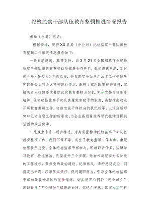 纪检监察干部队伍教育整顿推进情况报告.docx