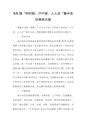 XX镇“村村到、户户进、人人访”集中走访具体方案.docx
