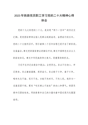 2023年铁路党员职工学习党的二十大精神心得体会.docx
