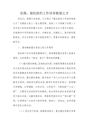 党课：强化组织工作培育栋梁之才.docx
