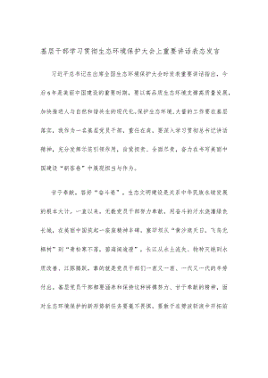 基层干部学习贯彻生态环境保护大会上重要讲话表态发言.docx