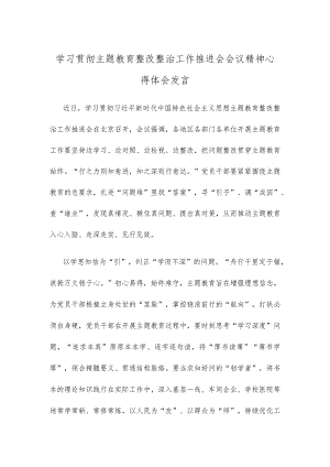 学习贯彻主题教育整改整治工作推进会会议精神心得体会发言.docx