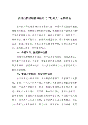 弘扬西柏坡精神做新时代“赶考人”心得体会.docx