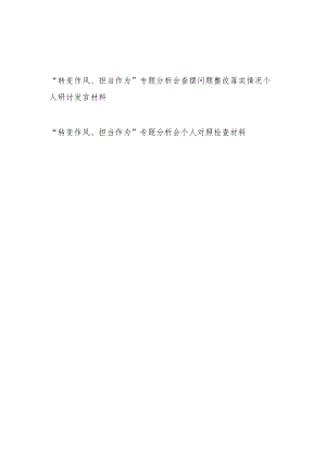 “转变作风、担当作为”专题分析会查摆问题整改落实情况个人研讨发言和对照检查材料.docx