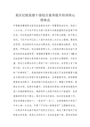 某区纪检监察干部综合素养提升培训班心得体会.docx