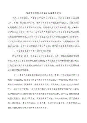 廉政党课坚持自我革命永葆清正廉洁.docx
