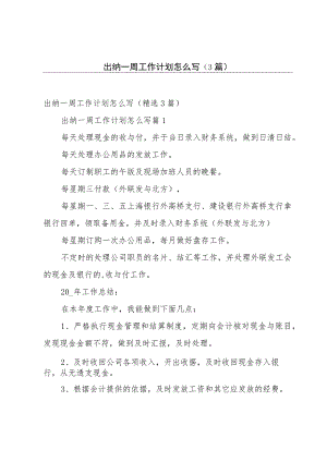 出纳一周工作计划怎么写（3篇）.docx