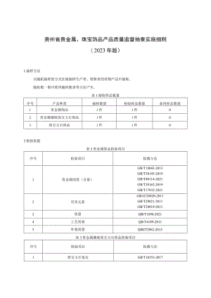 贵州省贵金属、珠宝饰品产品质量监督抽查实施细则（2023年版）.docx