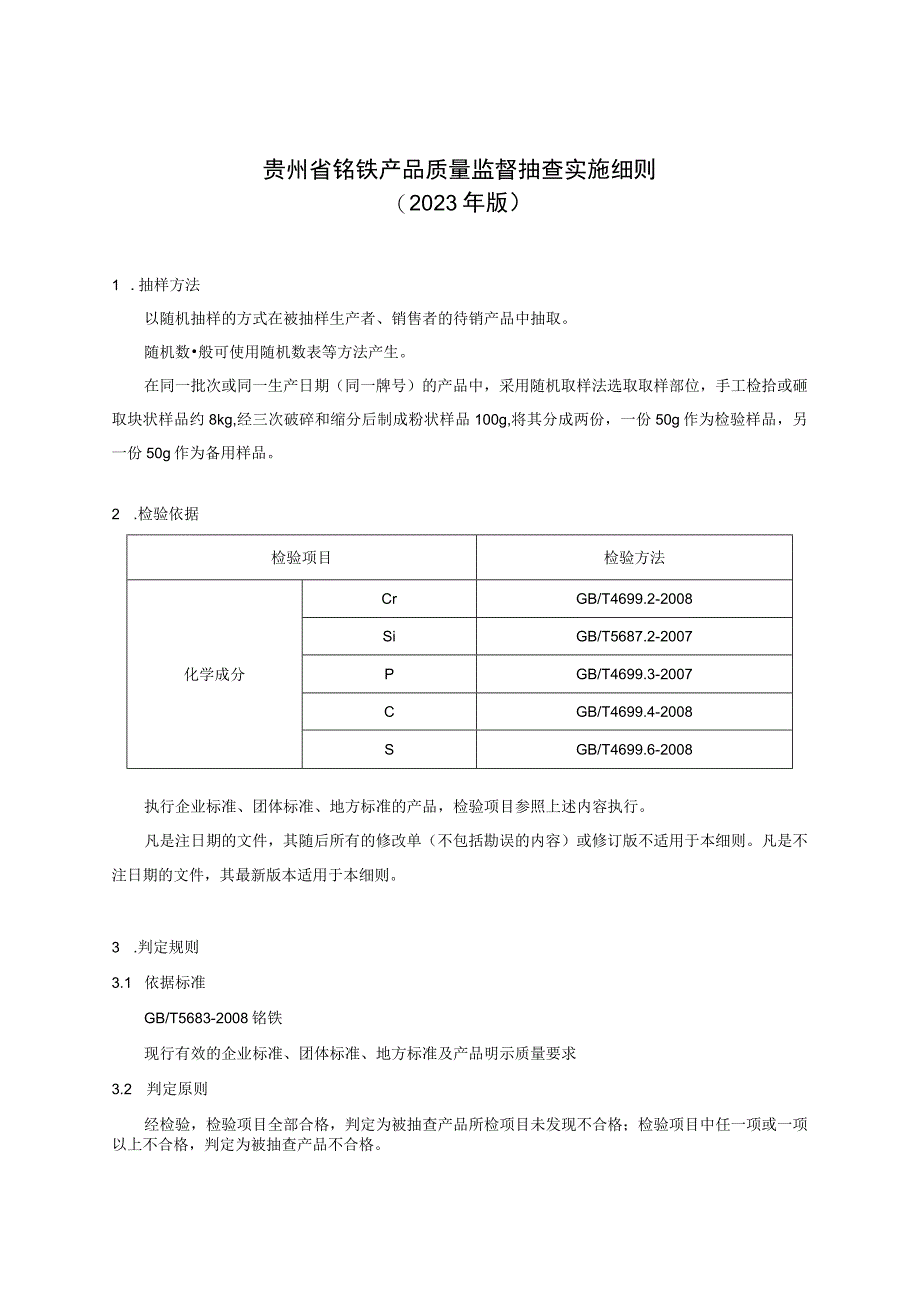 贵州省铬铁产品质量监督抽查实施细则(2023年版).docx_第1页