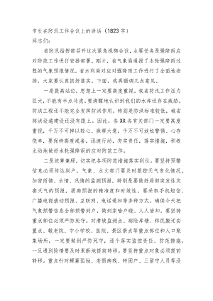 市长在防汛工作会议上的讲话.docx