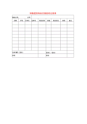 销售退货商品交接验收记录台账模板.docx
