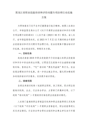 黑龙江省职业技能培训和评价问题专项治理行动实施方案.docx