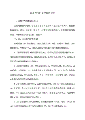 雷暴天气的安全预防措施（2023年）.docx