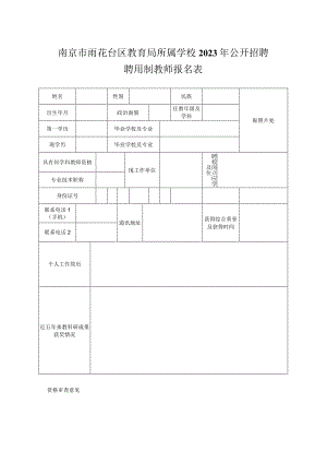 南京市栖霞区中学教师应聘考试报名表.docx