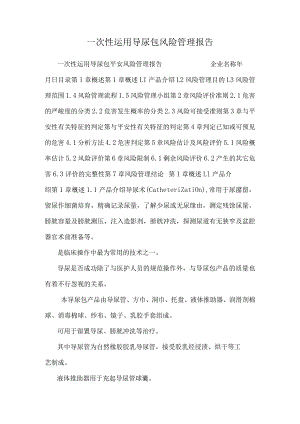 一次性使用导尿包风险管理报告.docx