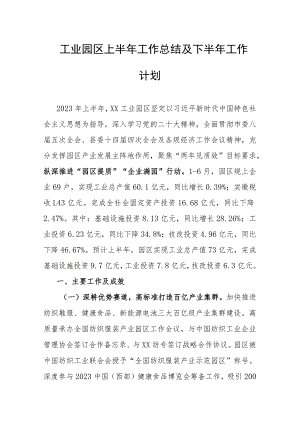 工业园区上半年工作总结及下半年工作计划.docx