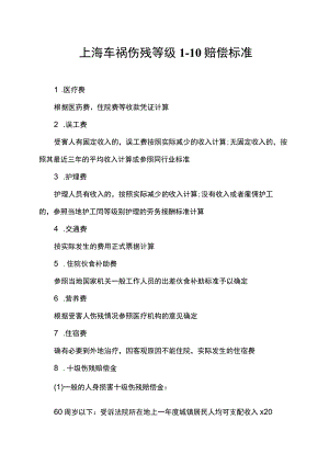 上海车祸伤残等级1-10赔偿标准.docx