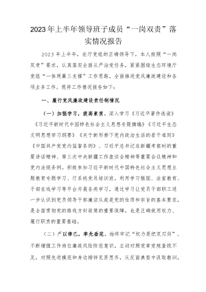 2023年上半年领导班子成员“一岗双责”落实情况报告.docx