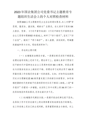 2023年国企集团公司党委书记主题教育专题组织生活会上的个人对照检查材料.docx